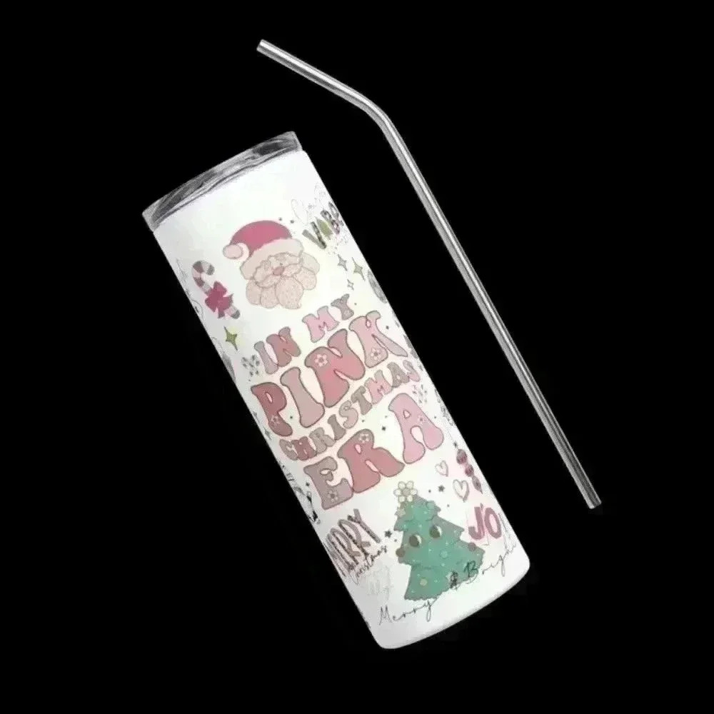 Pink Christmas white 20 oz tumbler - Picture 3 of 3